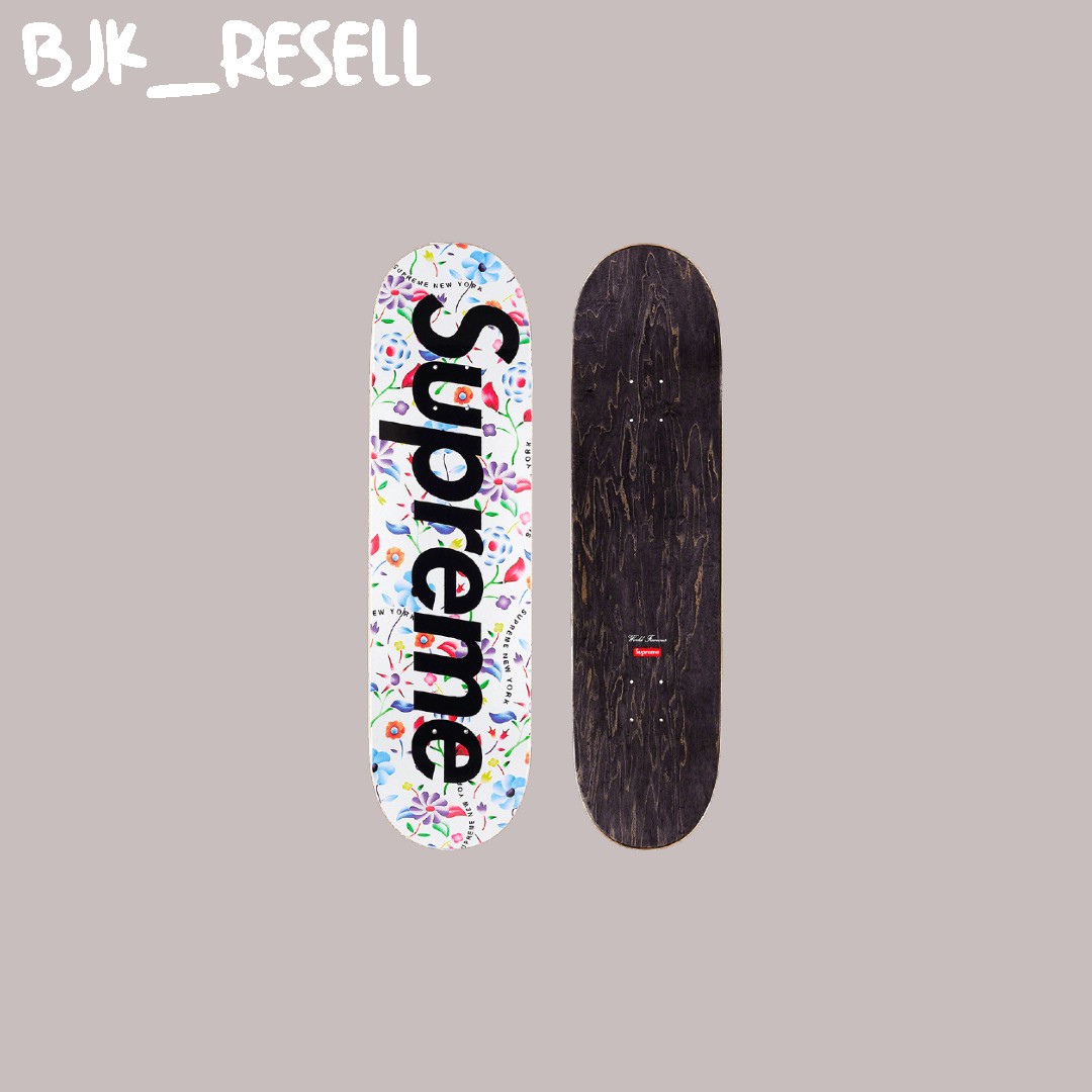supreme airbrushed 神妙 floral skateboard 白 